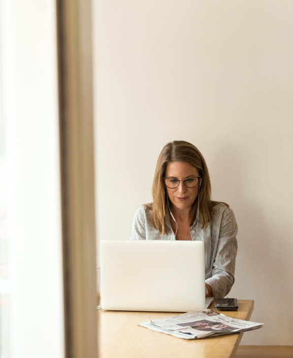 Woman Working on a Laptop